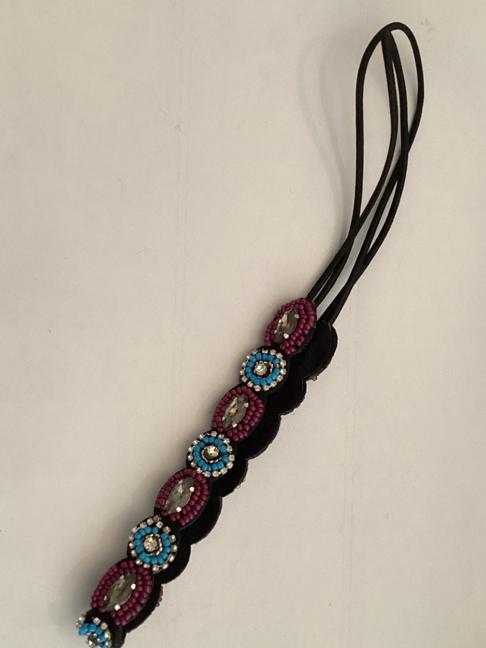 Beaded Boho Headband with Pink and Turquoise Accents